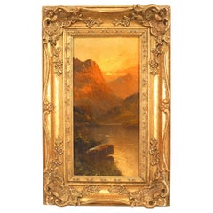 English Victorian Landscape of Mountains and Lake