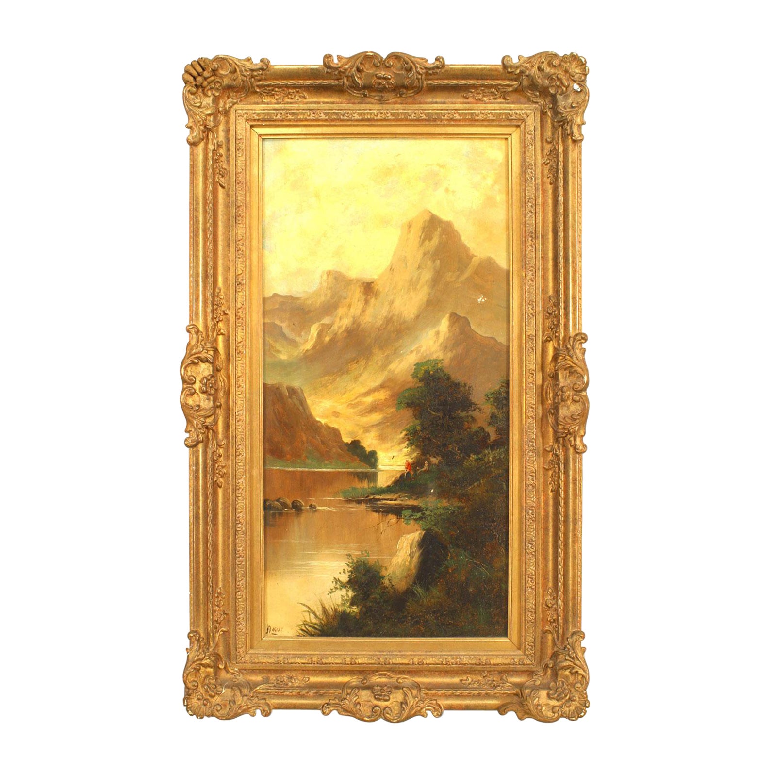 English Victorian Landscape of Mountains and Stream