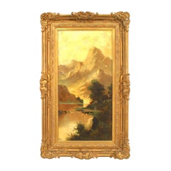 English Victorian Landscape of Mountains and Stream