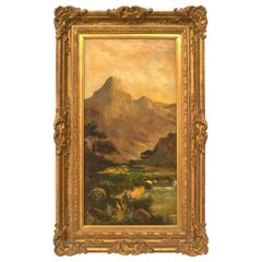 English Victorian Landscape of Mountains and Stream English Victorian Landscape of Mountains and Stream