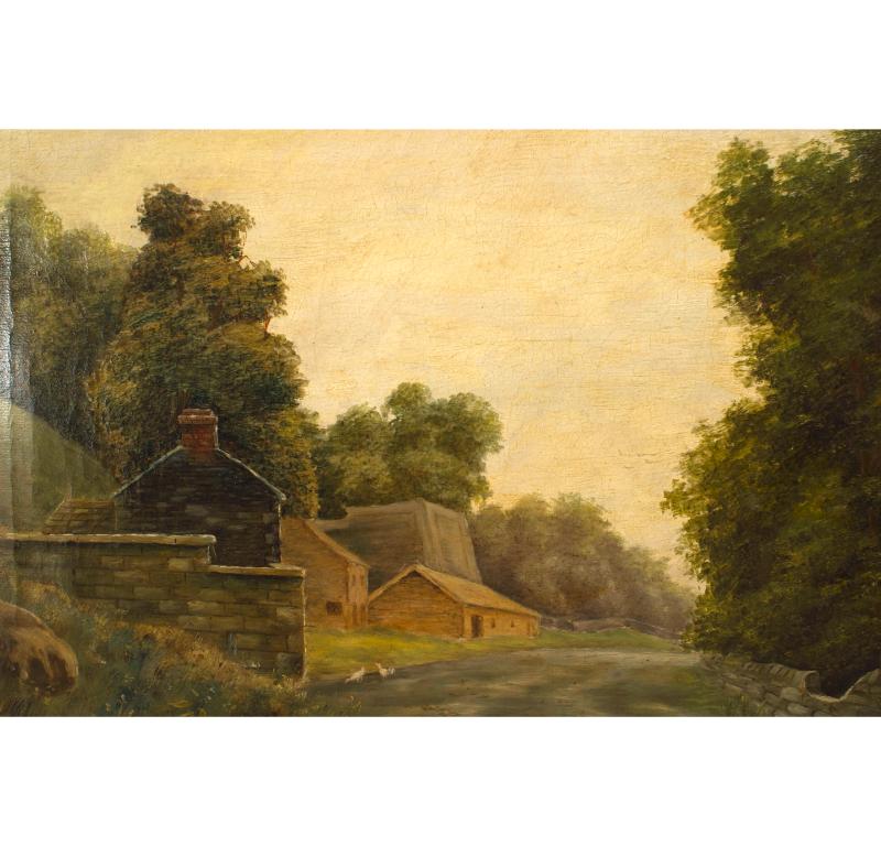 Englische viktorianische Landschaft einer Straße mit Häusern (Britisch) im Angebot