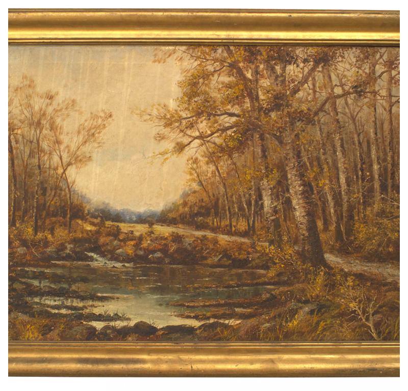 Englische viktorianische Landschaft mit Fluss- und Bäumen (Wiener Secession) im Angebot