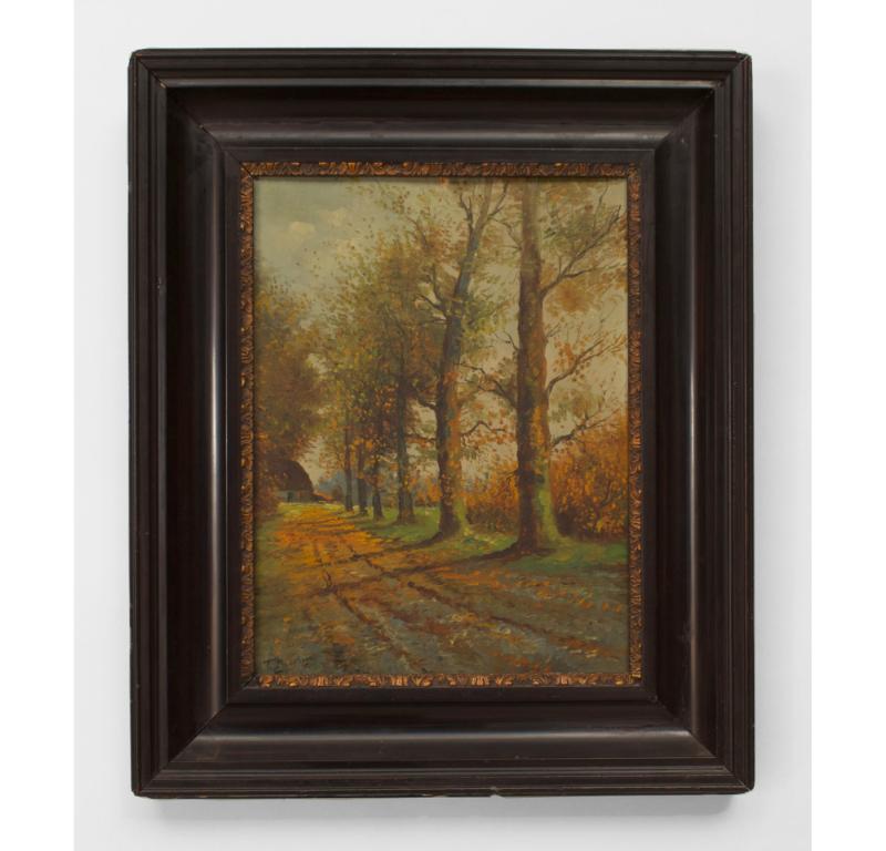 British English Victorian Landscape of Tall Trees on a Road For Sale