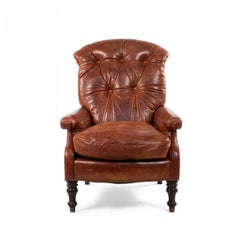 English Victorian Leather Easy Chair