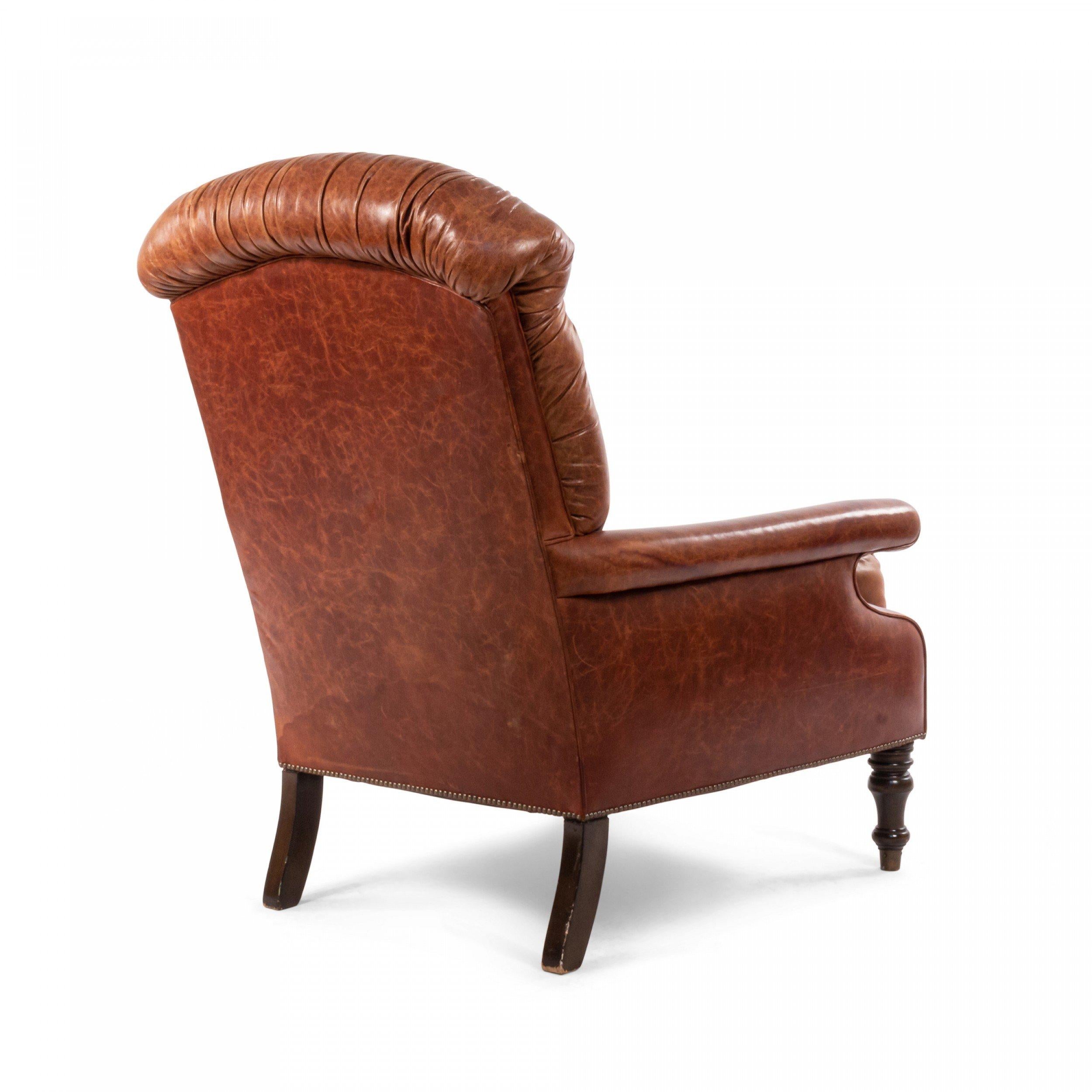 19th Century English Victorian Leather Easy Chair For Sale