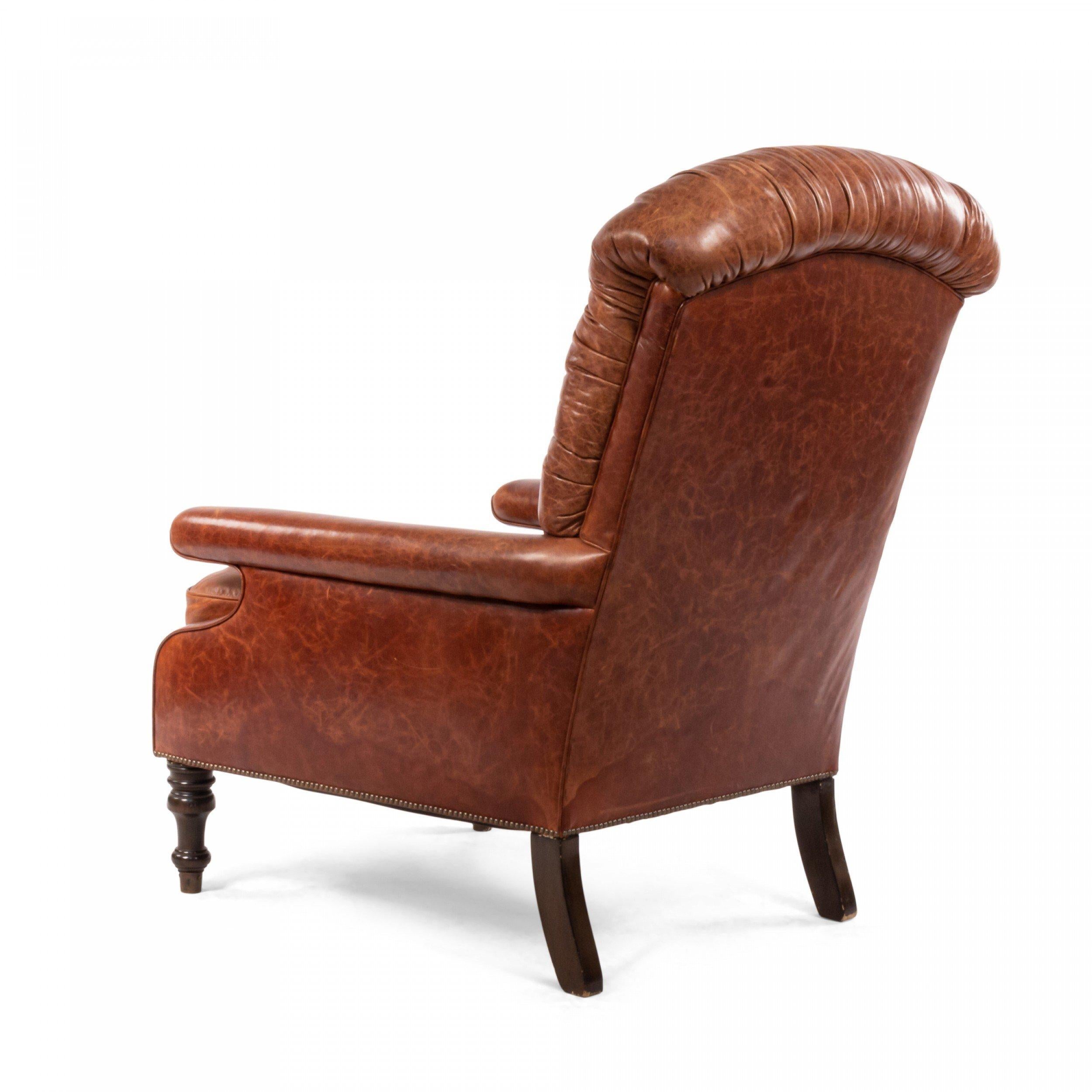 English Victorian Leather Easy Chair For Sale 1