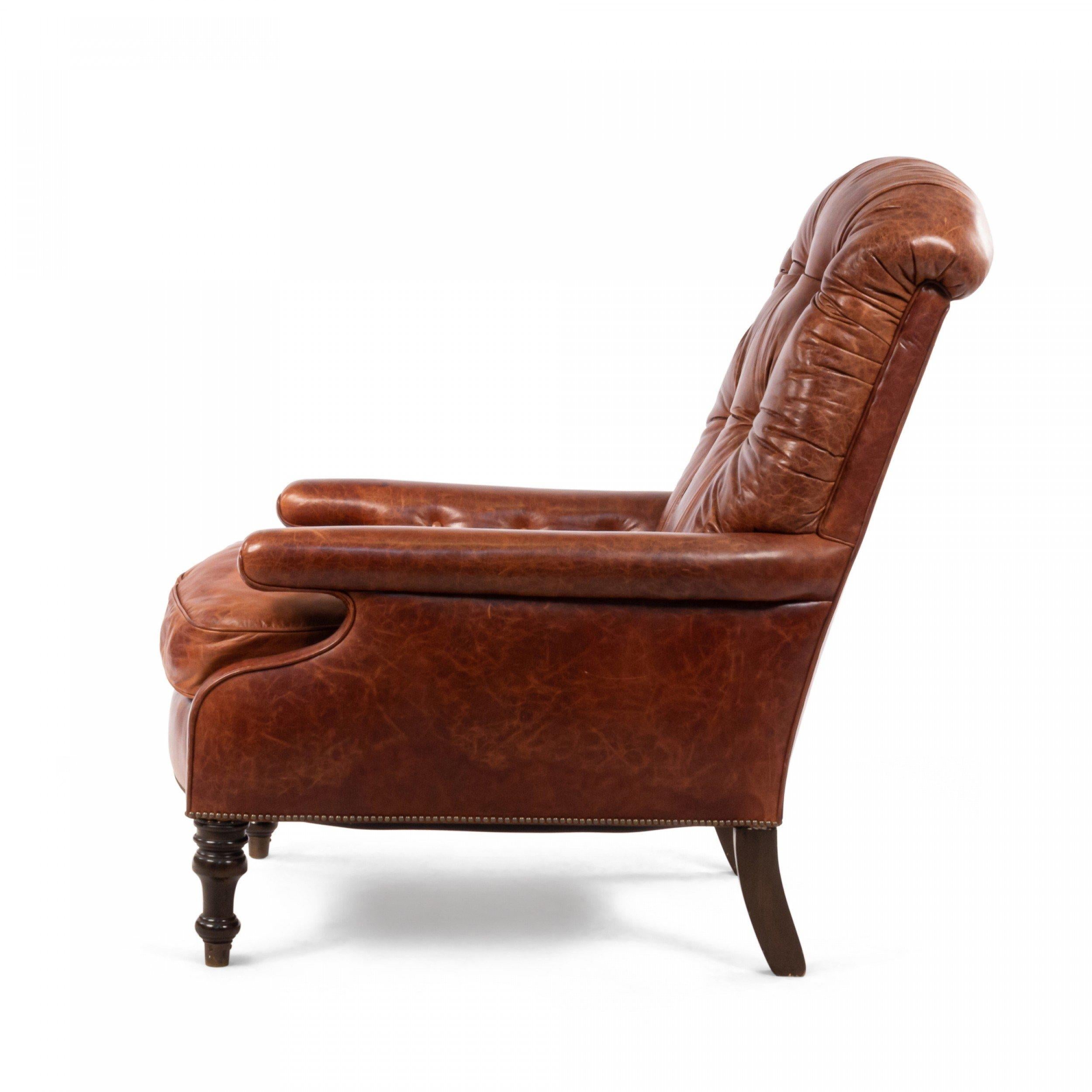English Victorian Leather Easy Chair For Sale 2