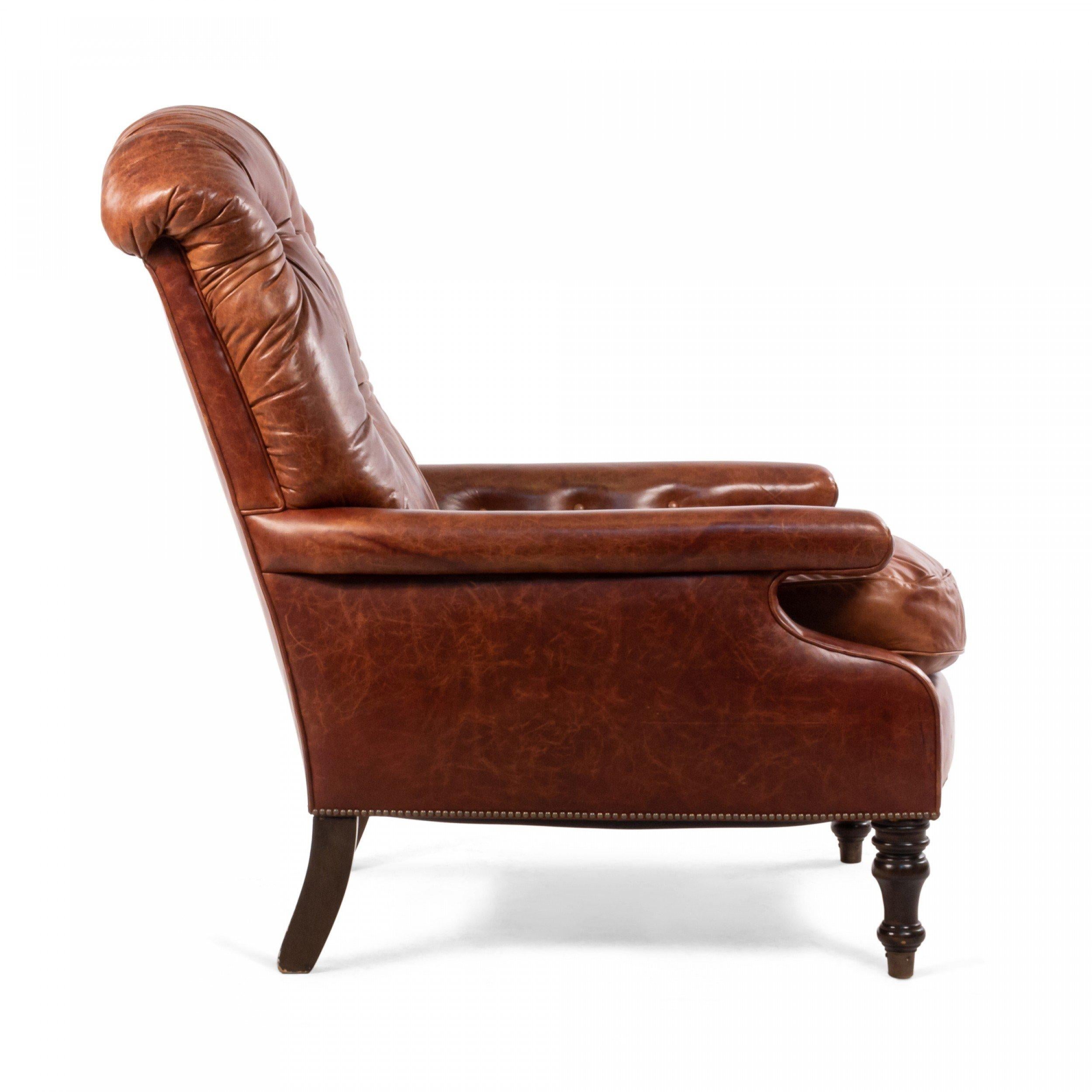 English Victorian Leather Easy Chair For Sale 3