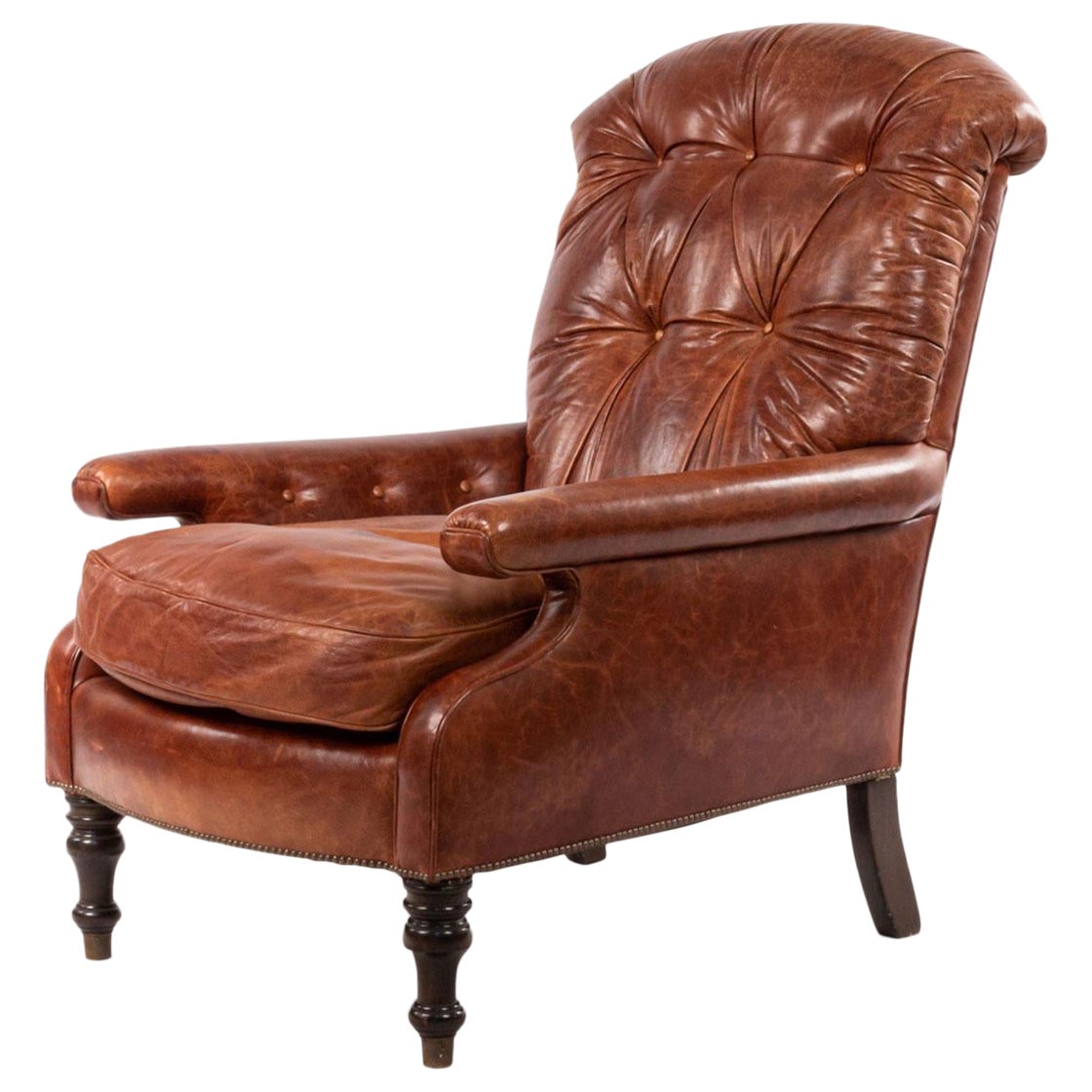 English Victorian Leather Easy Chair