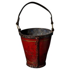 Seau de cheminée victorien anglais en cuir