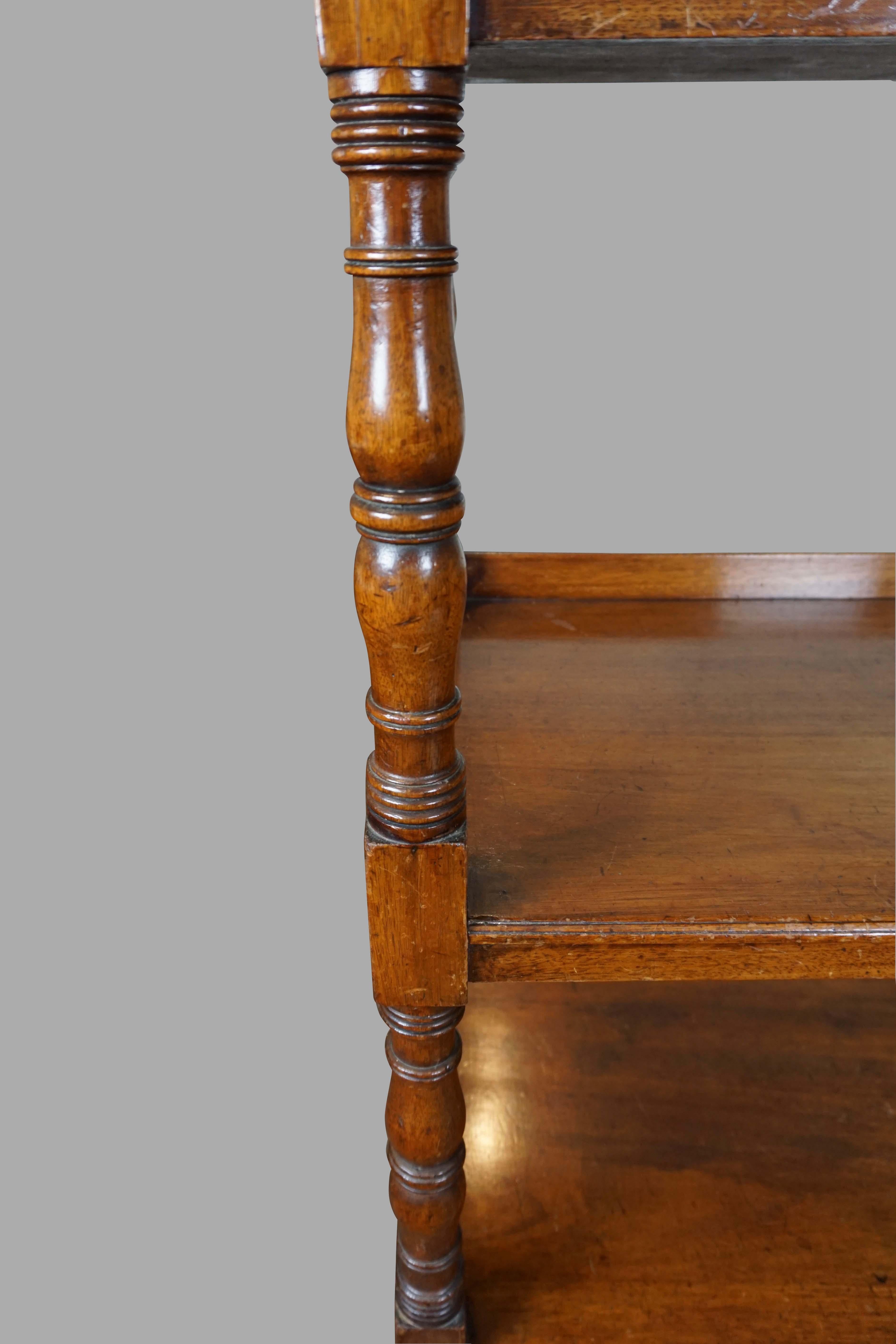 Regency English Victorian Light Mahogany 3-Tier Étagère with Two Drawers