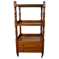 English Victorian Light Mahogany 3-Tier Étagère with Two Drawers