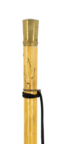 Victorian Light Wood Cane with Octagonal Brass Top, Late 19th Century