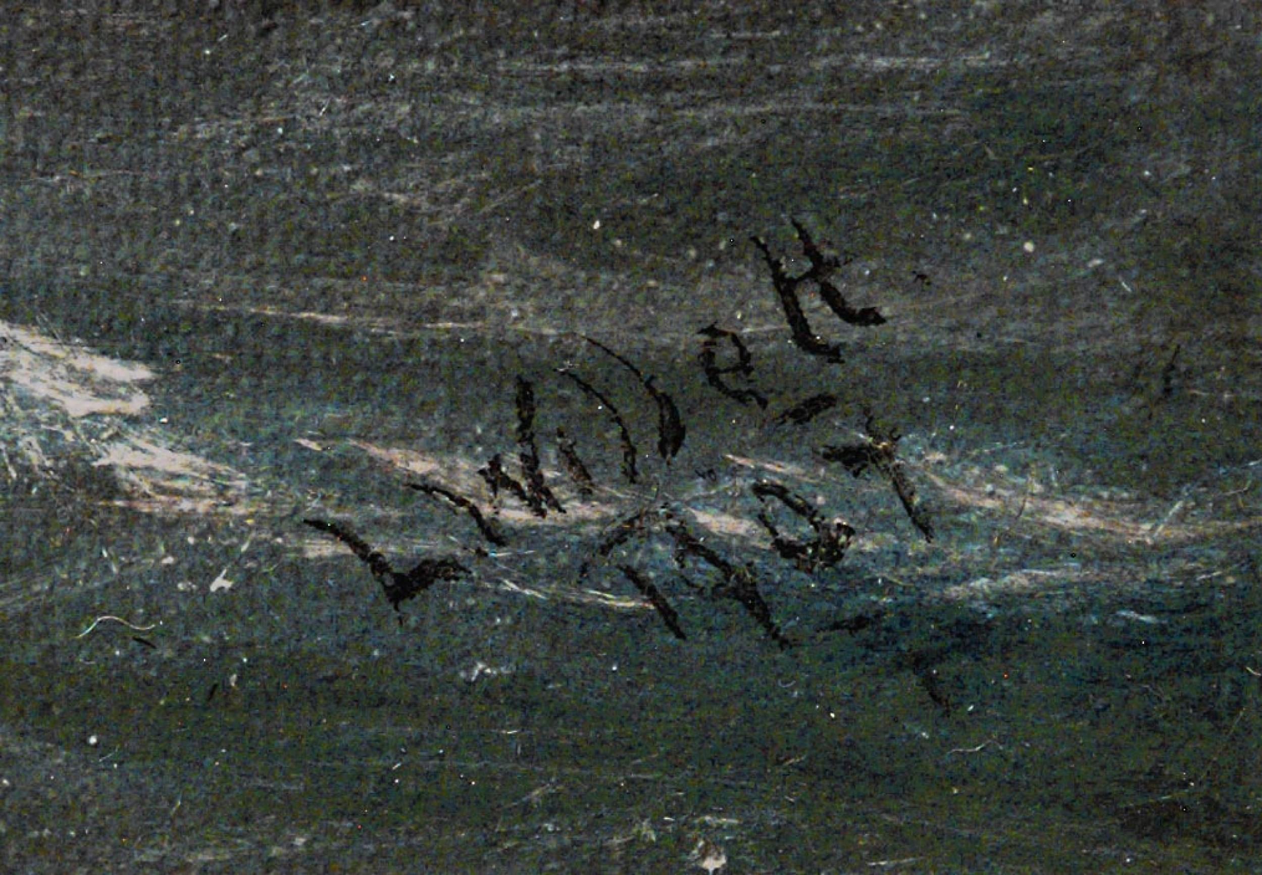 Cuadro victoriano inglés al óleo, enmarcado en dorado, con un faro sobre un muelle.(Willet)