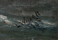 English Victorian Lighthouse Seascape Painting