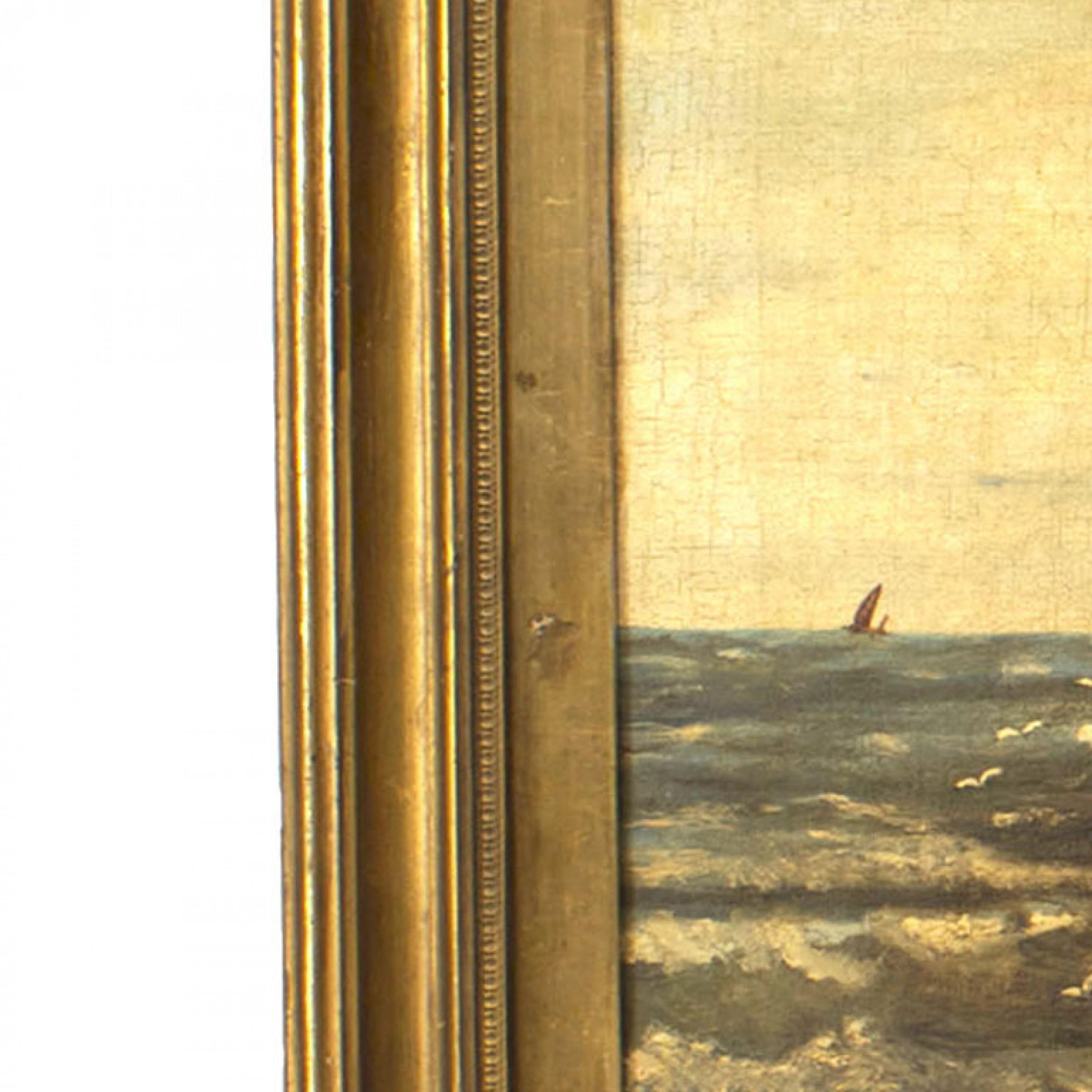 Pintura inglesa victoriana de un faro marino Pintado a mano en venta