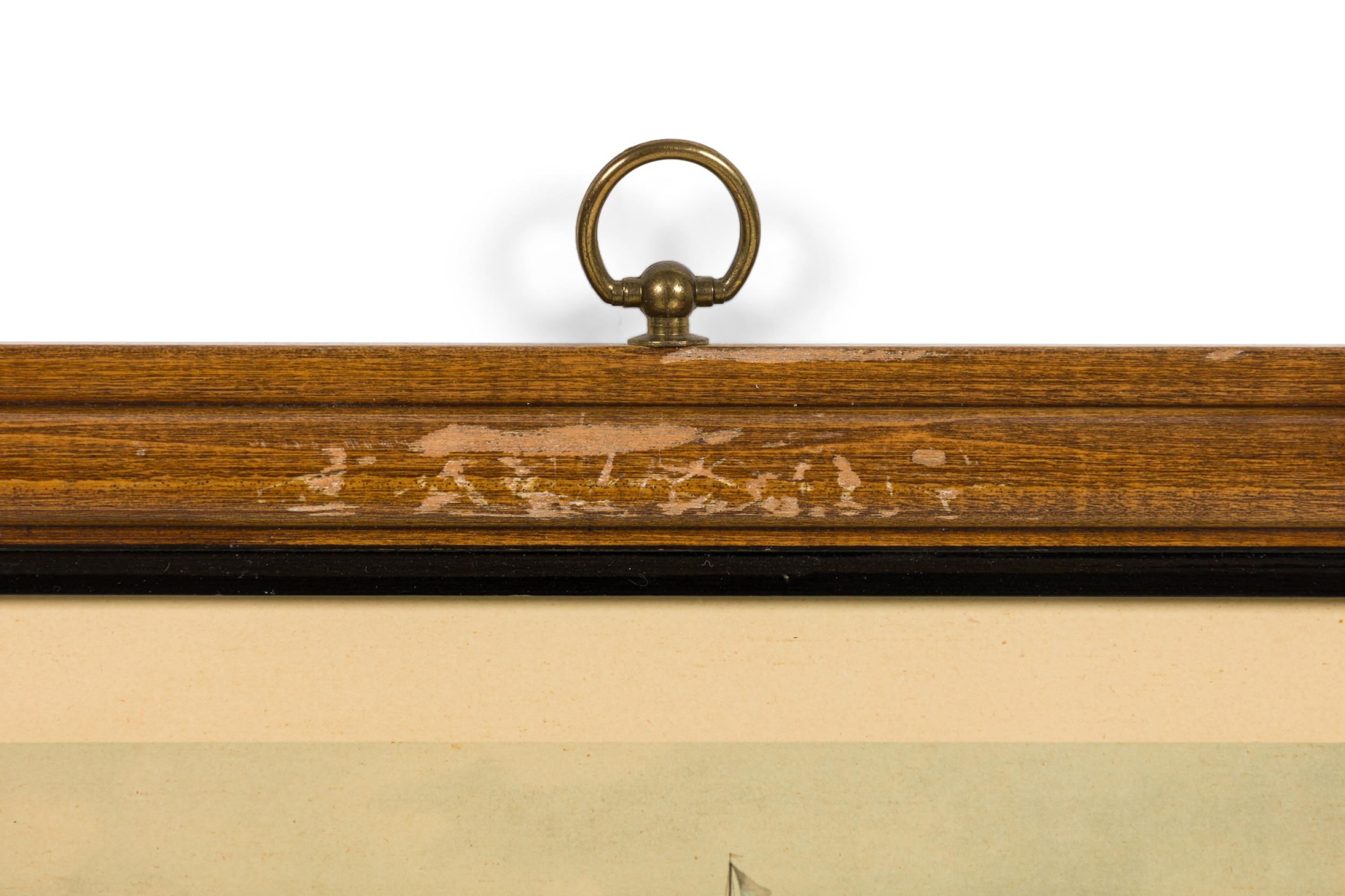 Lithographie anglaise de l'époque victorienne représentant un grand bateau et deux bateaux The Row Bon état - En vente à Queens, NY