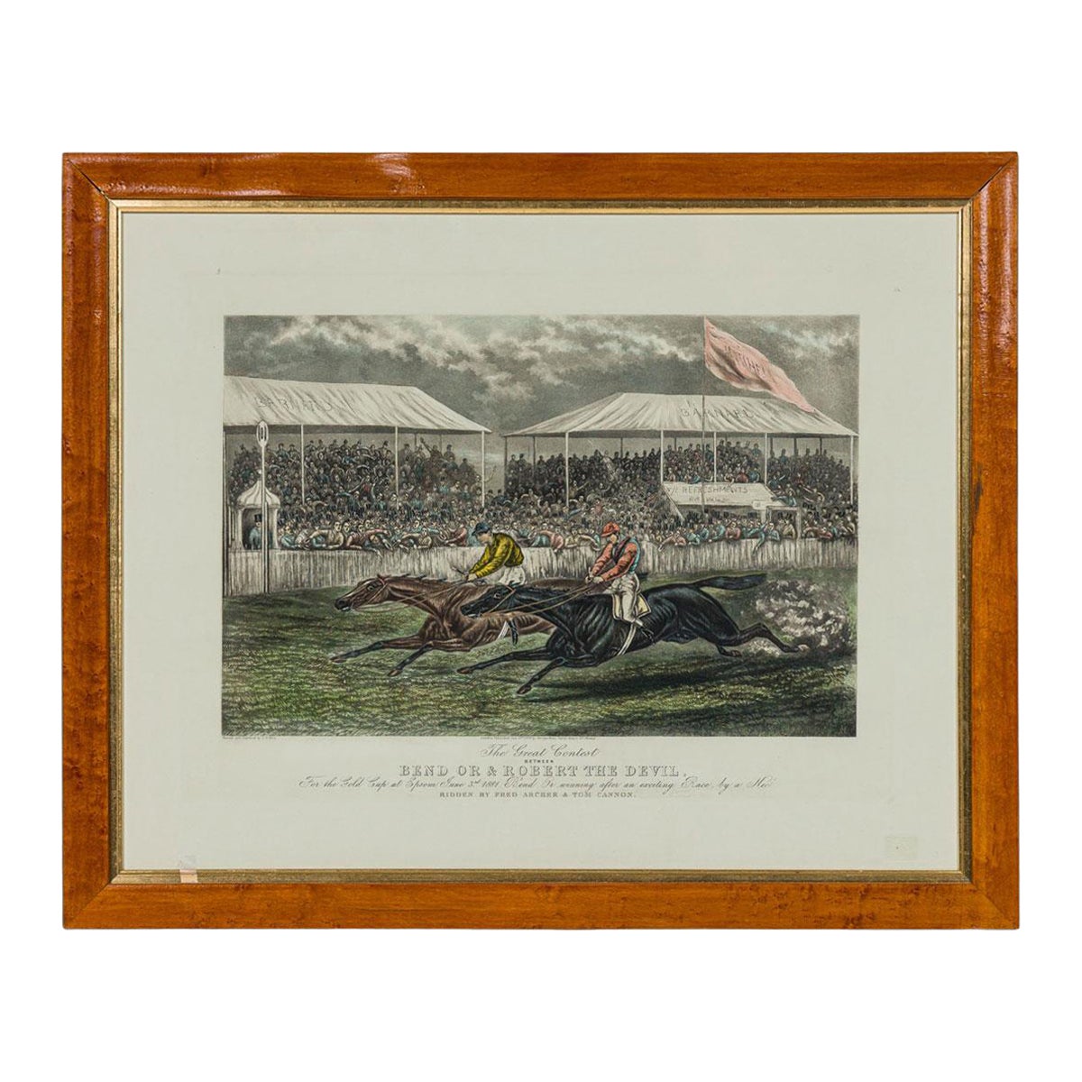 English Victorian Lithograph of an Equestrian Scene