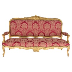Englisches Sofa im viktorianischen Louis-XV-Stil aus vergoldetem Holz
