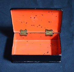 English Victorian "Lovers Box" Lacquered Decoupaged Papier Mâché