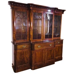 English Victorian late 19th Display-Bookcase Secretary Breakfront Cabinet