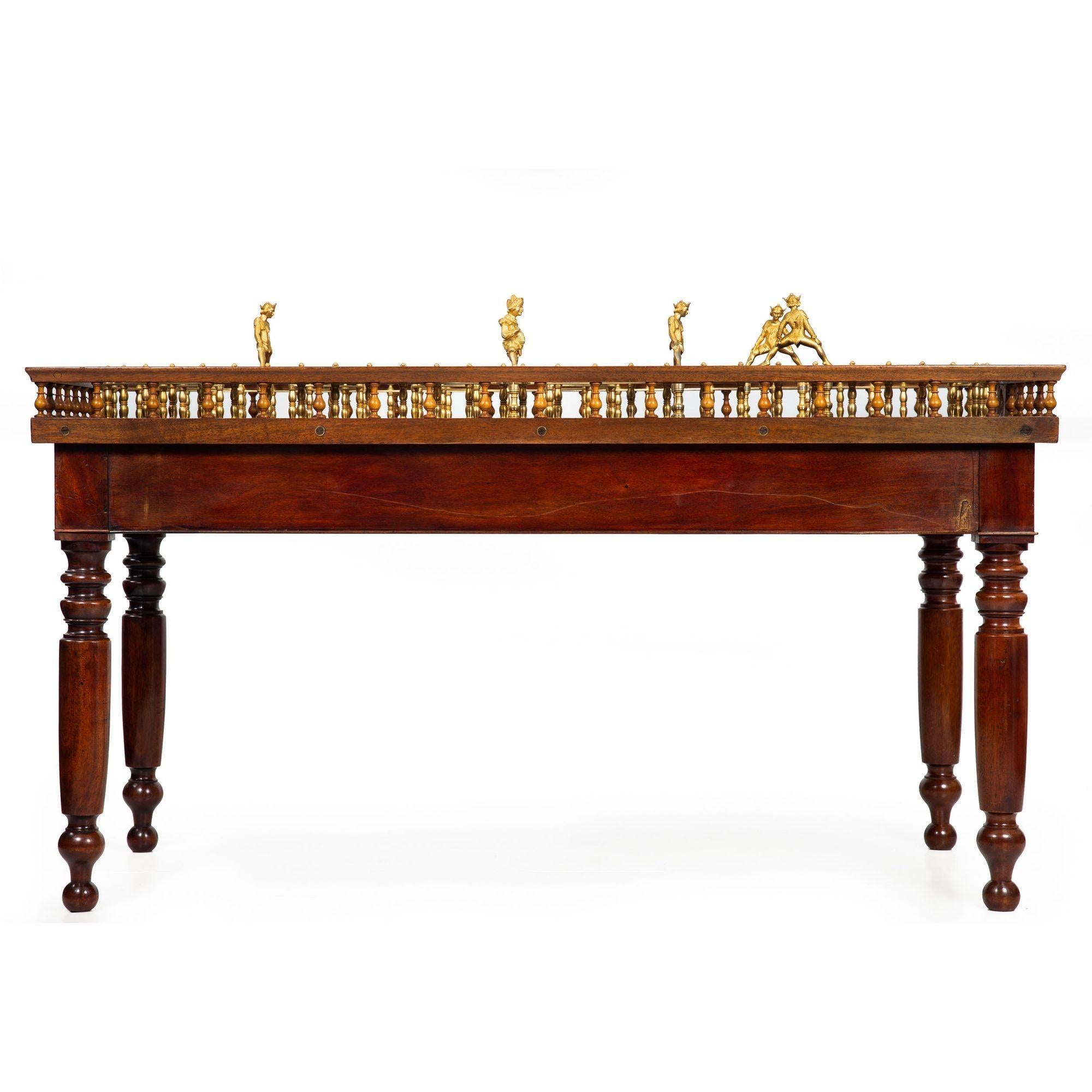 Gilt English Victorian Mahogany Antique Skittles Game Table For Sale