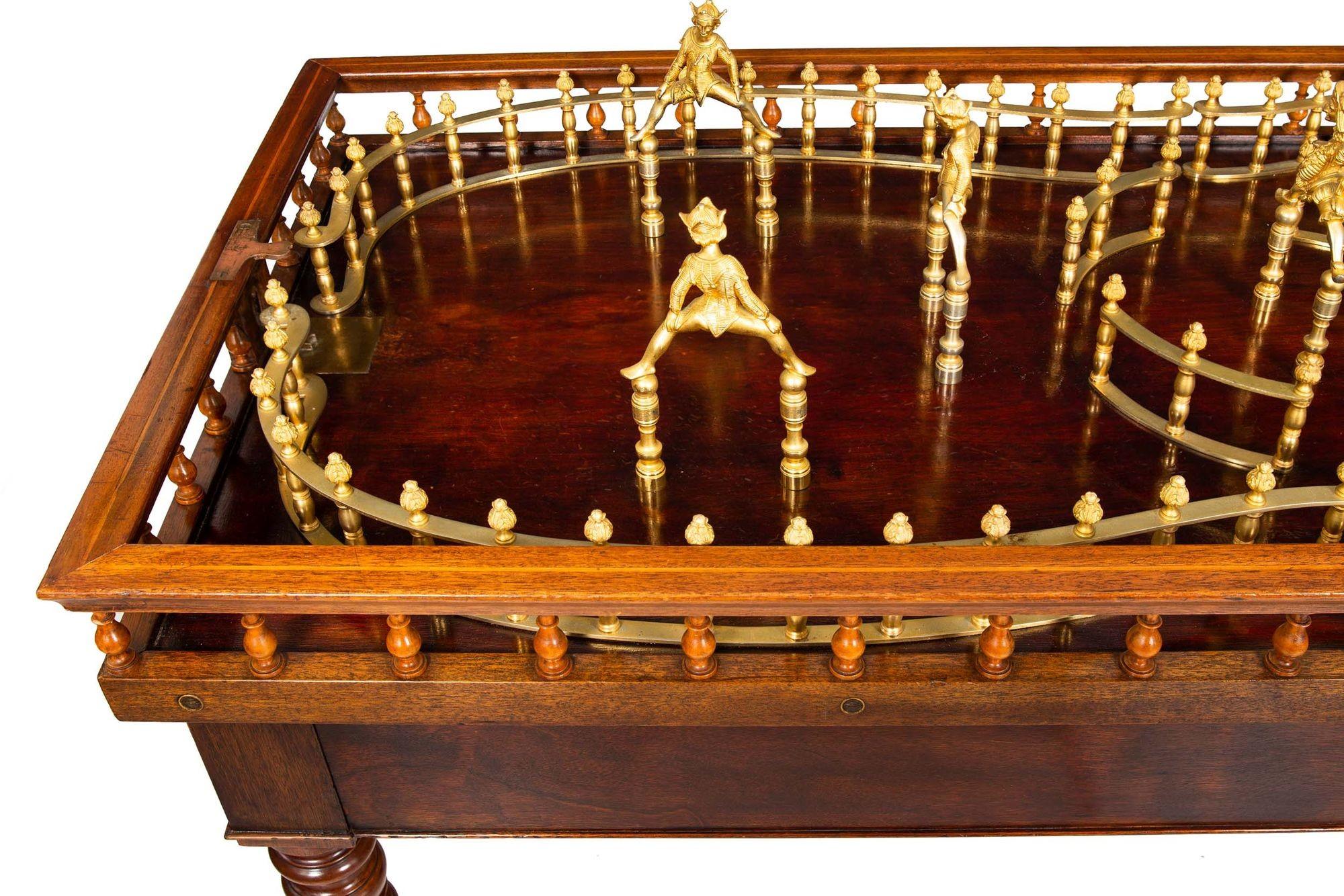 19th Century English Victorian Mahogany Antique Skittles Game Table For Sale