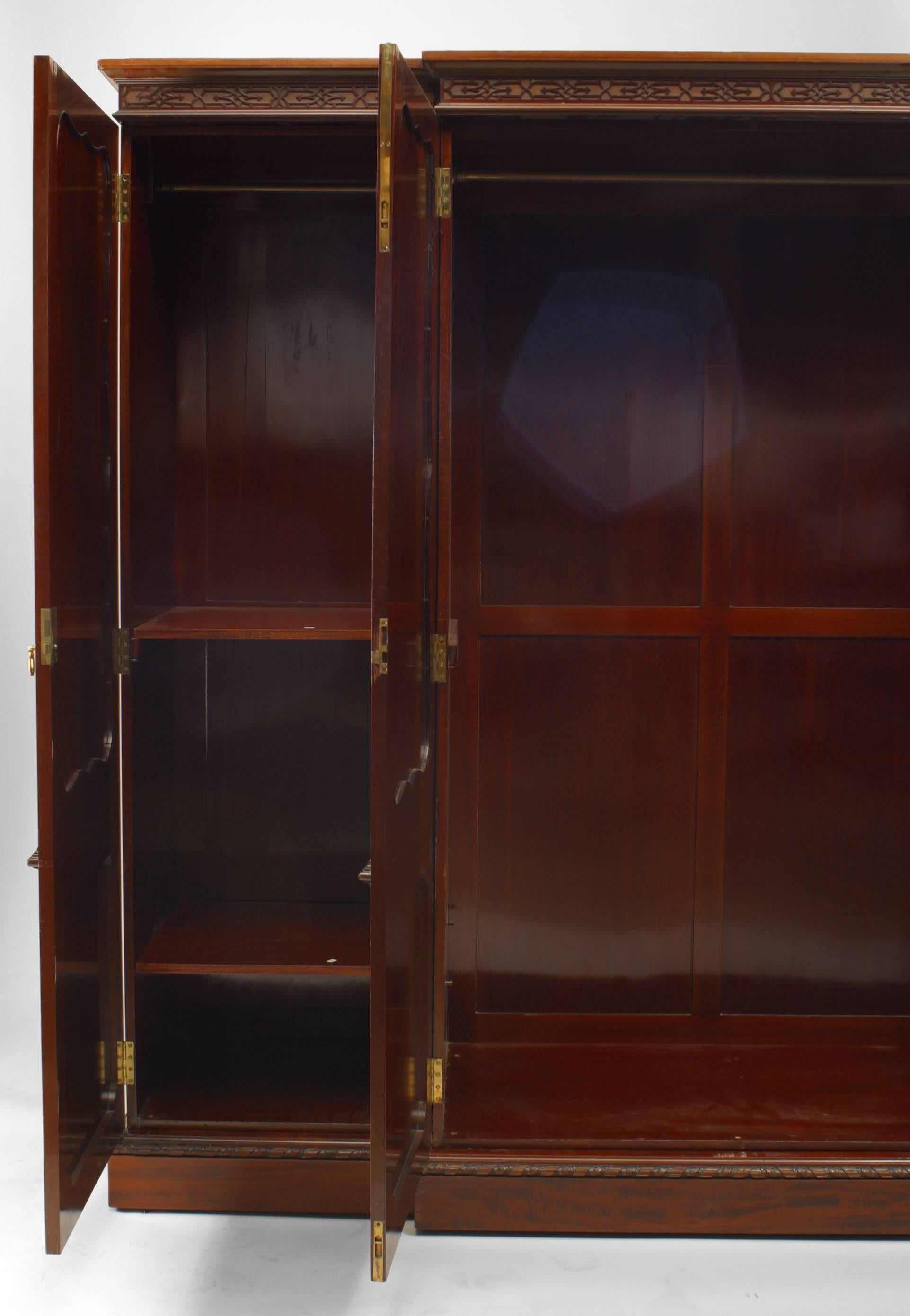 20th Century English Victorian Mahogany Armoire For Sale