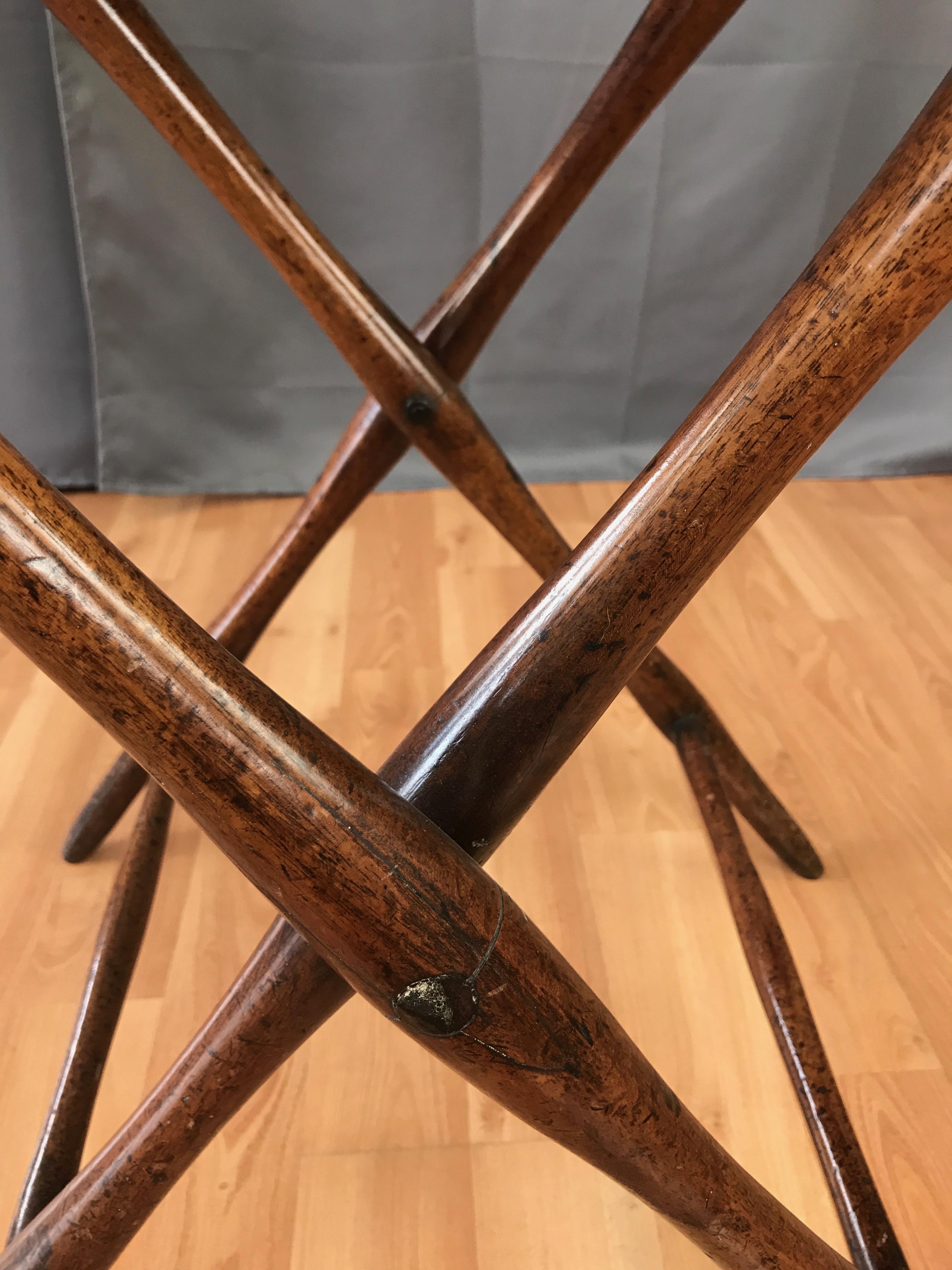 English Victorian Mahogany Butler’s Tray Table with Folding Base 9