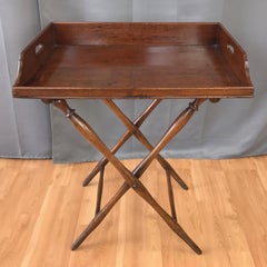 English Victorian Mahogany Butler’s Tray Table with Folding Base