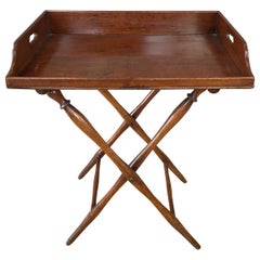 English Victorian Mahogany Butler’s Tray Table with Folding Base