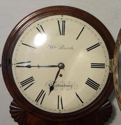 English Victorian Mahogany Drop Dial Wall Clock