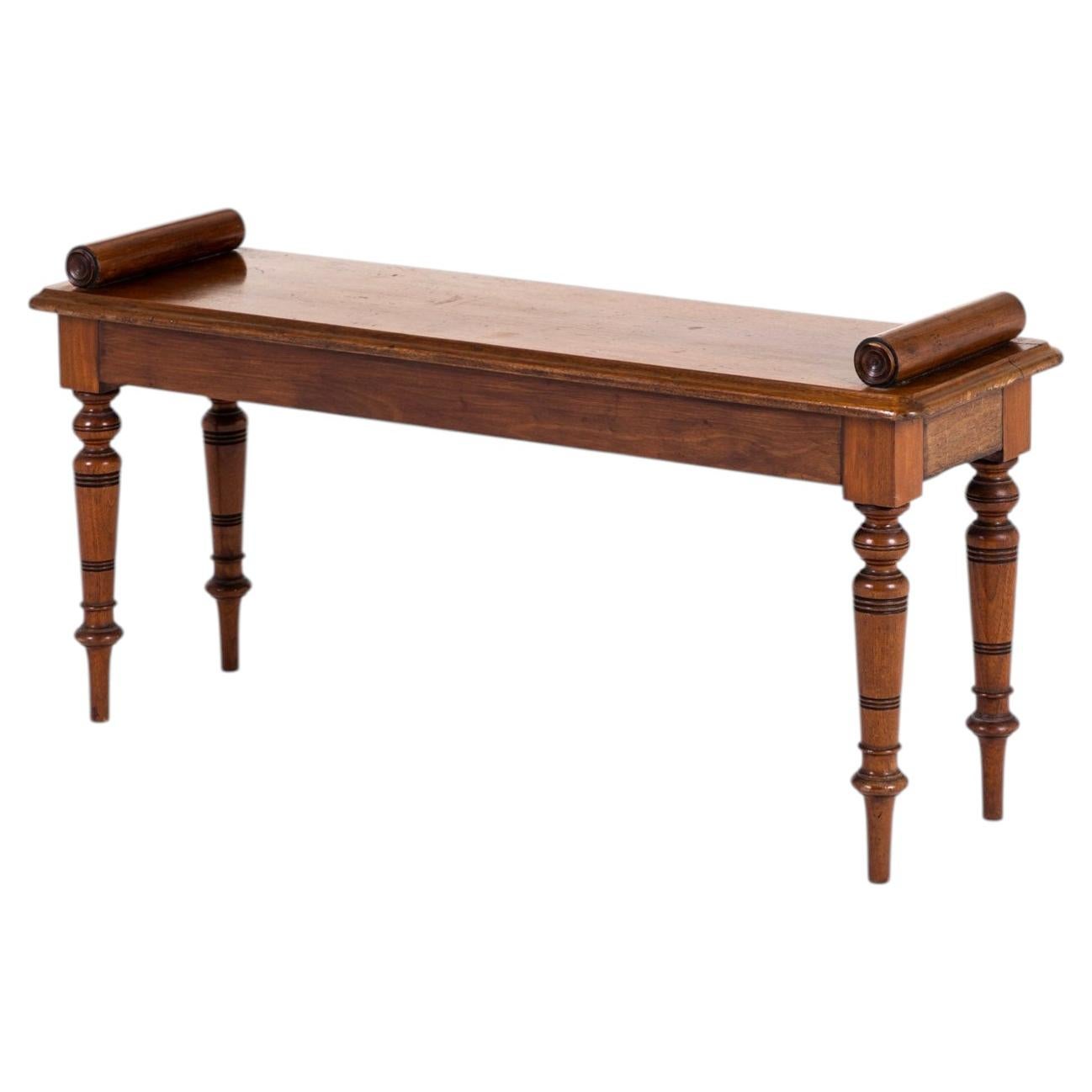 Asiento de recibidor victoriano inglés de caoba con reposacabezas torneados y en forma de espiral