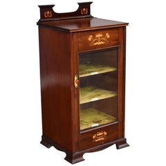 Mobile musicale inglese vittoriano in mogano intarsiato in stile Art Nouveau