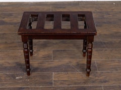 English Victorian Mahogany Luggage Rack with Turned Legs, circa 1880