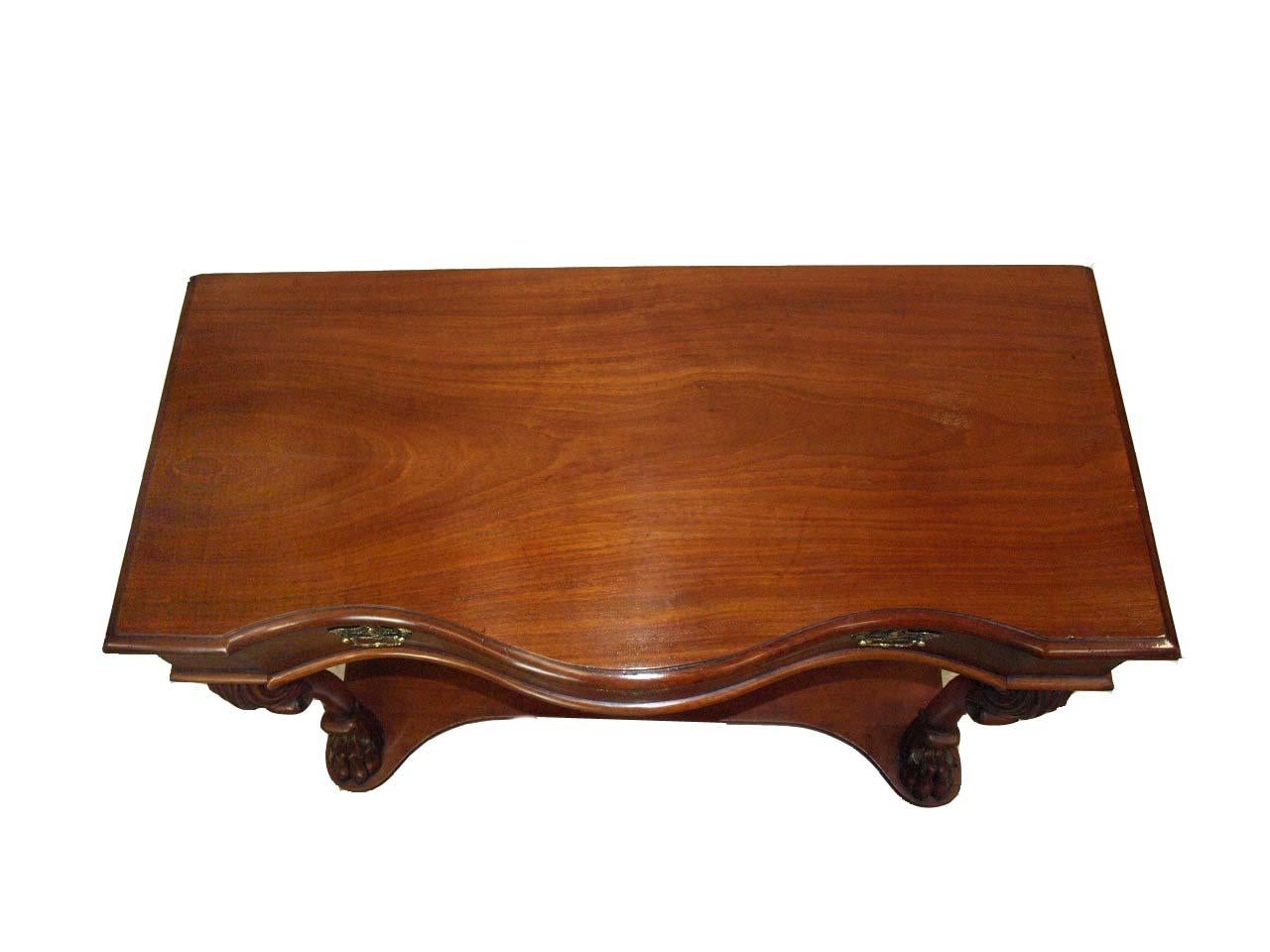 English Victorian Mahogany Serpentine Console Table 4