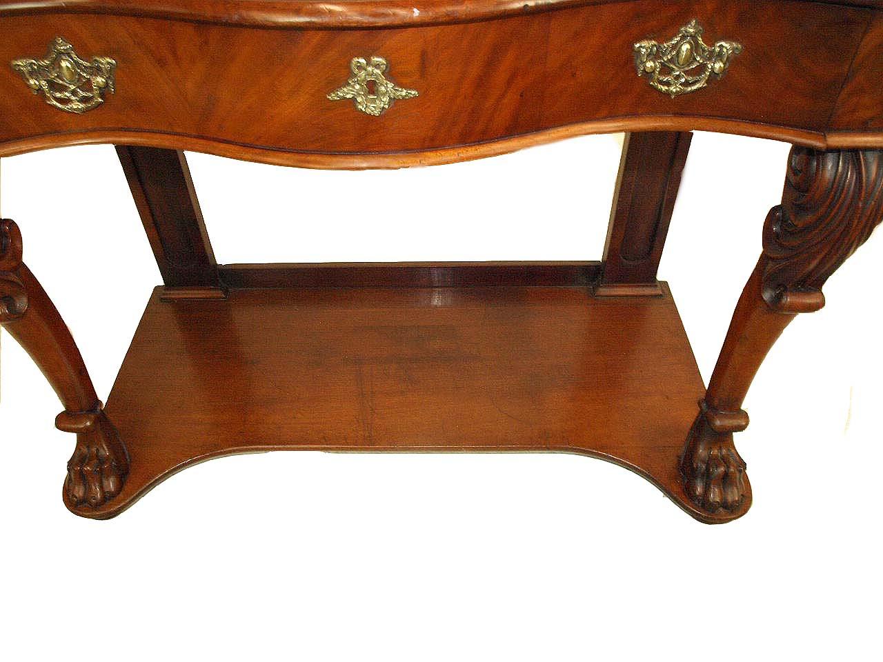 English Victorian Mahogany Serpentine Console Table 1