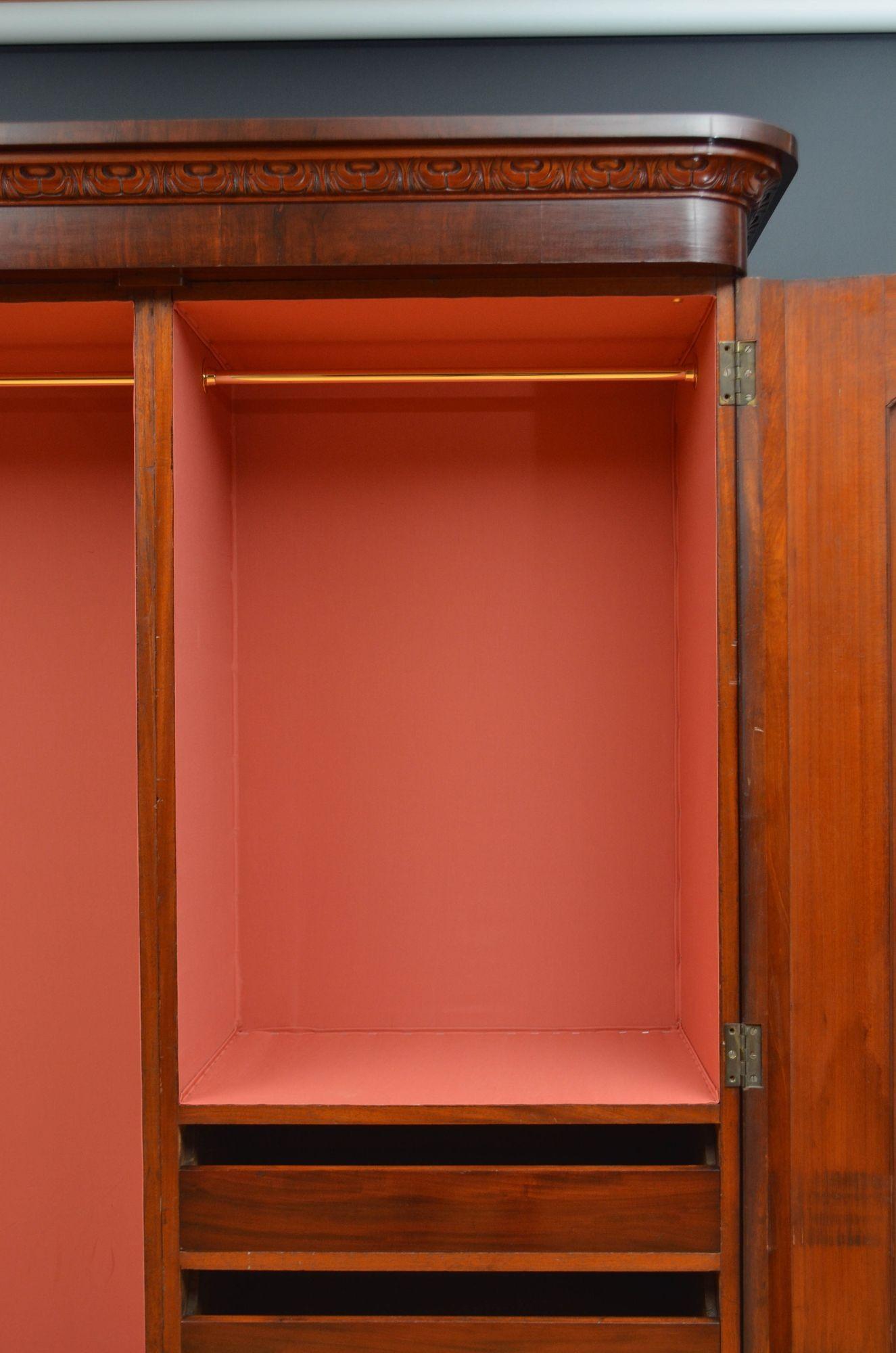 English Victorian Mahogany Two Door Wardrobe 6