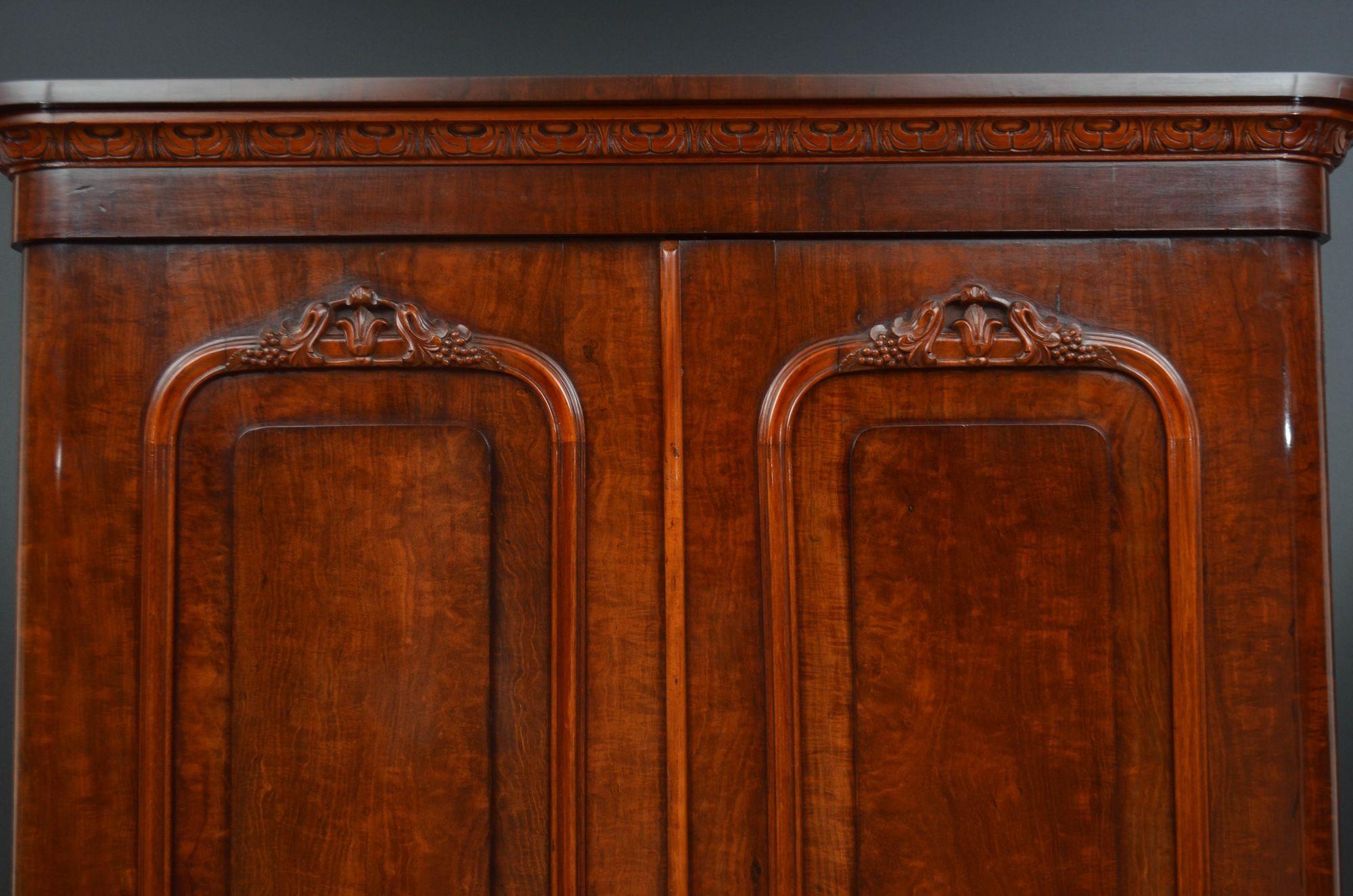 19th Century English Victorian Mahogany Two Door Wardrobe