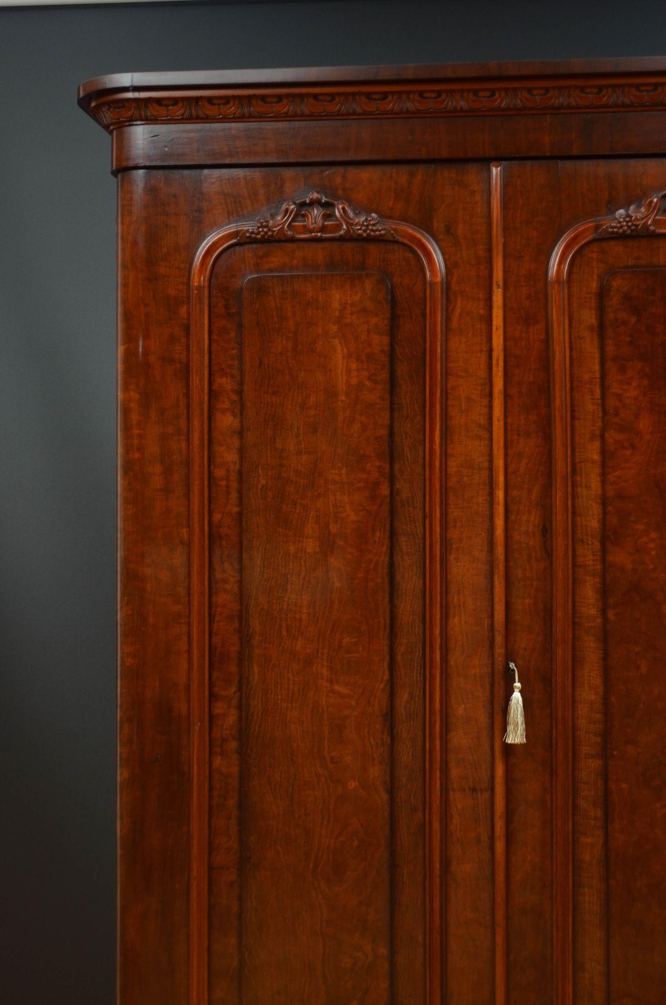 English Victorian Mahogany Two Door Wardrobe 1