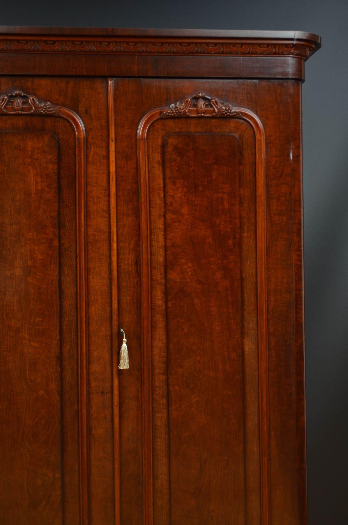 English Victorian Mahogany Two Door Wardrobe 3