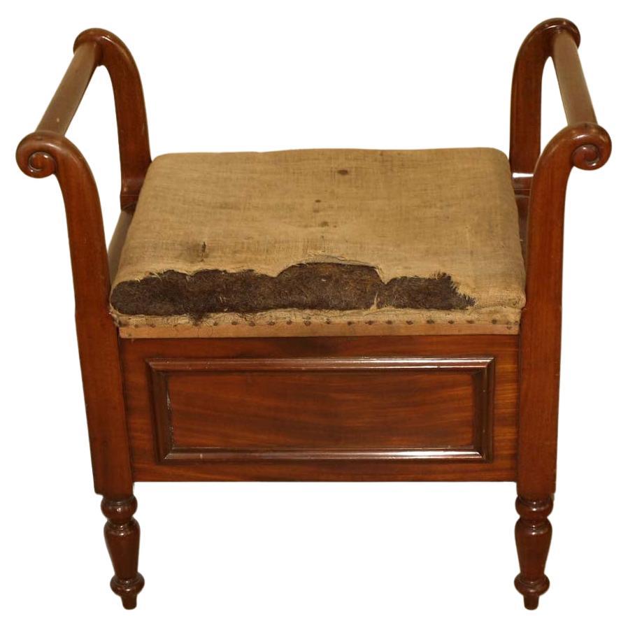 English Victorian Mahogany Window Bench  For Sale