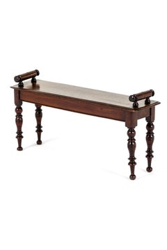 English Victorian Mahogany Window Seat Of Small Proportions