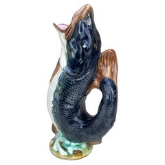 English Victorian Majolica Fish Pitcher Circa 1880