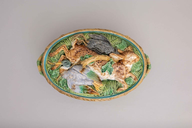 Late 19th Century English Victorian Majolica Game Pie Dish Made by Minton & Co. For Sale