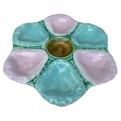 English Victorian Majolica Oyster Plate, circa 1890