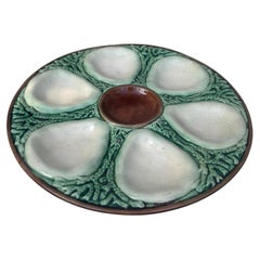 English Victorian Majolica Oyster Plate, circa 1890