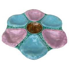 Piatto da ostriche in maiolica inglese vittoriano, 1890 circa