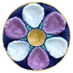 English Victorian Majolica Oyster Plate, circa 1890