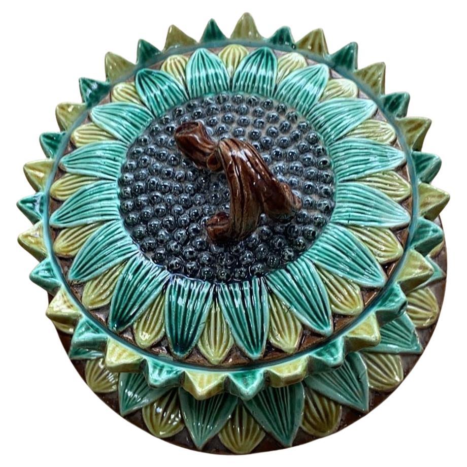 Englische viktorianische Majolika-Sonnenblumendose Holdcroft CIRCA 1890.